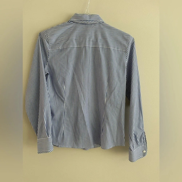 Foxcroft white and blue striped wrinkle free fitted shirt sz4 - Picture 5 of 8